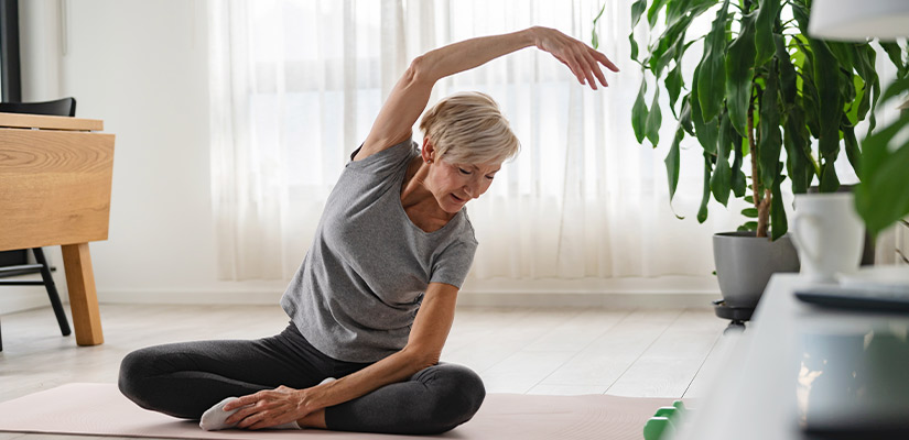 woman doing yoga for pain relief